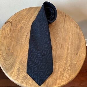 Vintage Giorgio Armani Dark Navy Silk Patterned Tie - 3.75"